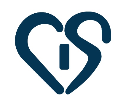 A stylized heart shape formed by two mirrored letter 's's with a lowercase 'i' in the center, representing the Cardiovascular Institute of the South, and creating a symmetrical logo with a